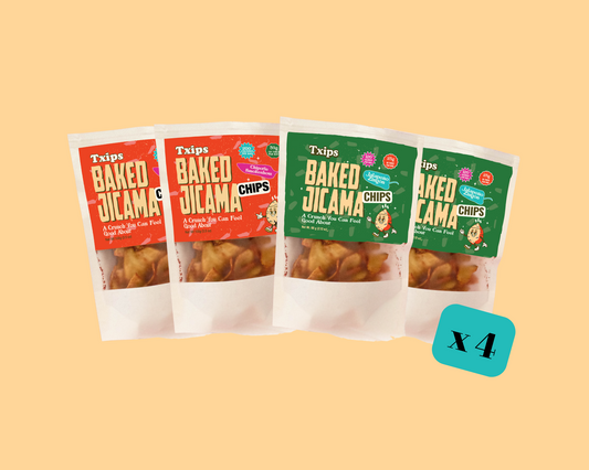 4-pack mix of Jalapeño and Chipotle baked jicama chips by Txips